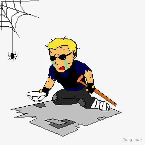 要饭的乞丐png素材透明免抠图片卡通手绘