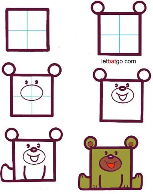 怎么教孩子用正方形画简单的卡通形象?(步骤图解)