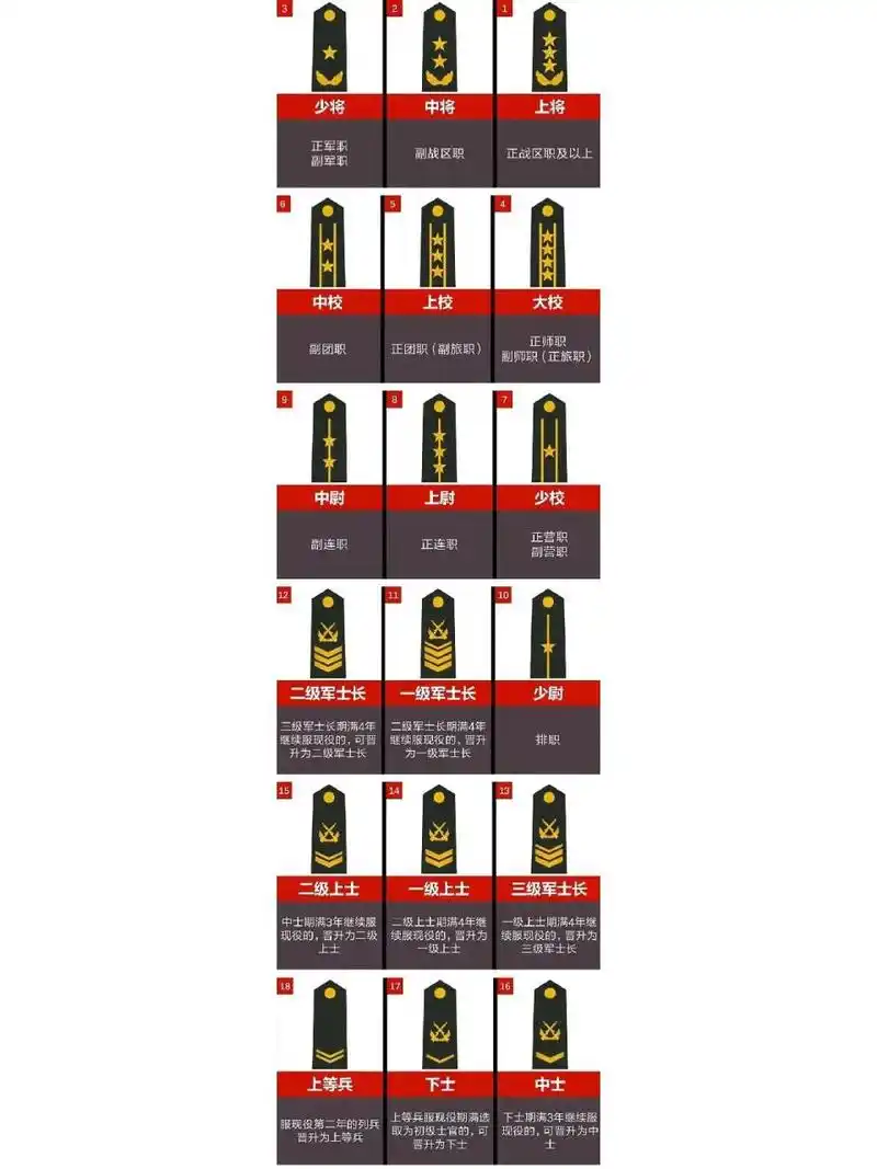 我们伟大的人民解放军陆军肩章一览!