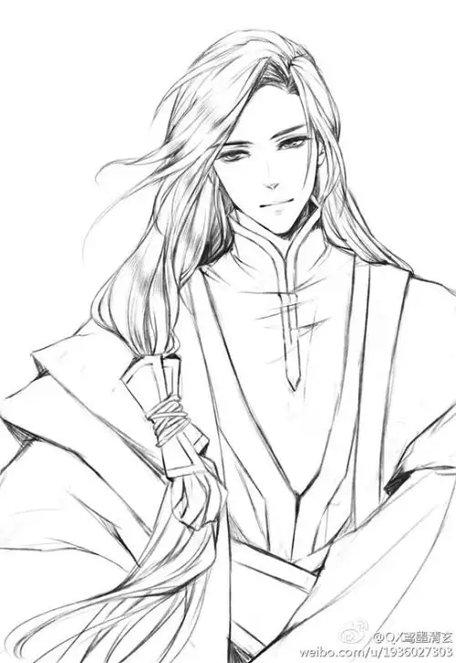 時祤从千爱桑转采于2020-09-01 11:51:07美男 古风线稿二次元時祤同采