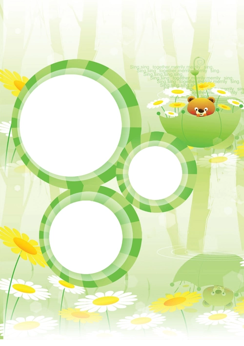 宝贝相册卡通绿色圆环背景