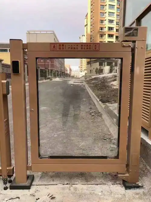 识别带考勤记录刷卡进出栅栏门小区门禁自动门镀锌钢双开门双通道广告