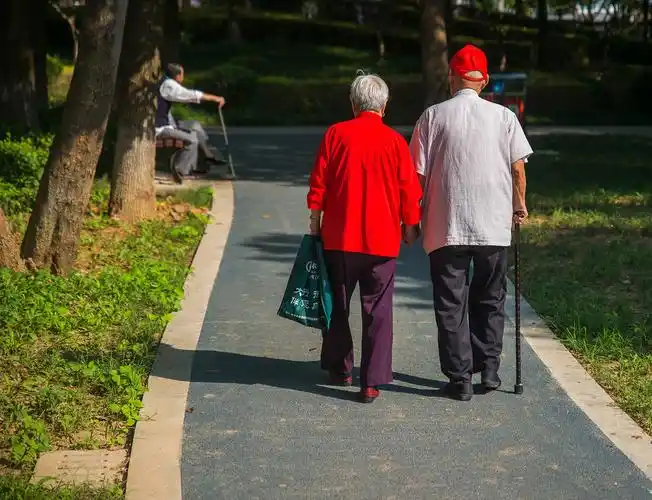 2017年9月17日摄于江苏省高淳,公园里,两位老人牵手而来