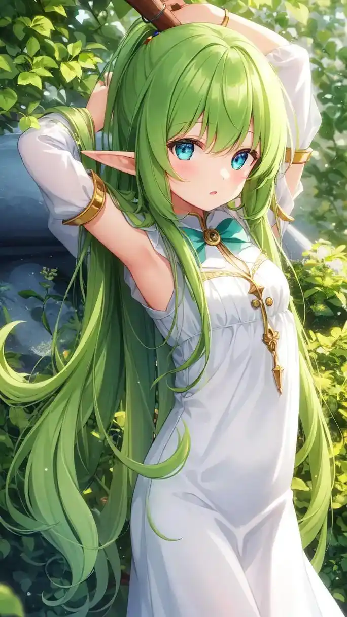 精灵小姐姐.绿发精灵小姐姐,拿来做屏保#二次元 #动漫 #好 - 抖音