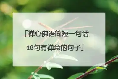 禅心佛语简短一句话 10句有禅意的句子