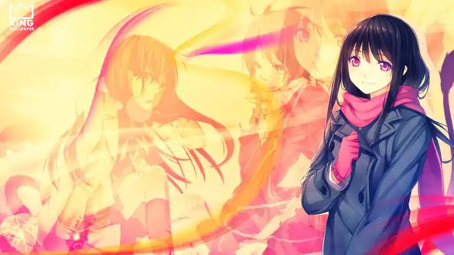 noragami,anime girls,壁纸,高清壁纸人物,紫色的眼睛,黑头发,动漫