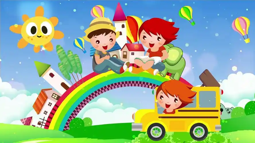 儿童素材-卡通清新幸福一家人欢乐节目演出背景视频