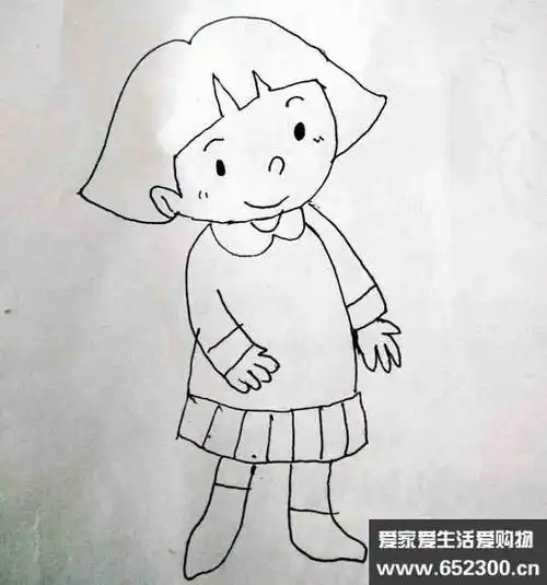 小女孩向右侧身简笔画