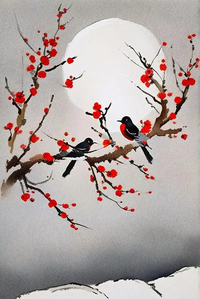 雪中梅花惊艳,喜鹊伴舞.梅花傲雪,枝头喜鹊双舞.寒冬唤醒春天 - 抖音