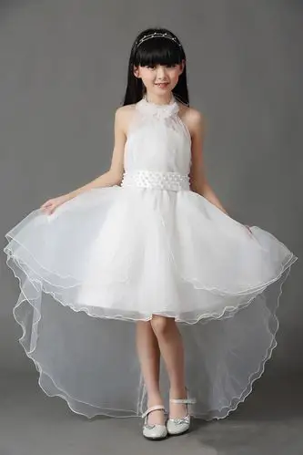 韩版女童高档公主裙 礼服裙 花童拖尾婚纱裙 儿童礼服 表演服