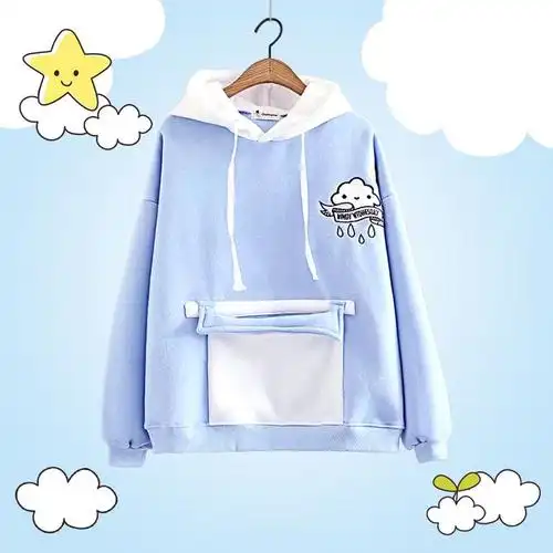 动漫卫衣 二次元 可爱_羽漫 动漫长袖二次元衣服秋装日系可爱云朵雨滴