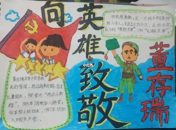 小英雄董存瑞手抄报绘画