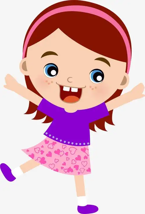 小女孩儿童跳跃卡通