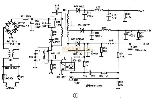 但检查次级取样电路r08～r11,r14,c12和c19都正常,tny278pn外接的c104