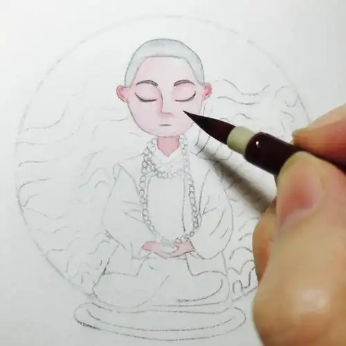 零基础学水彩:禅意小和尚(详细过程)