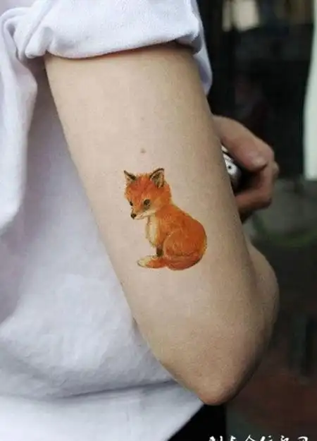 手臂可爱小狐狸纹身图案