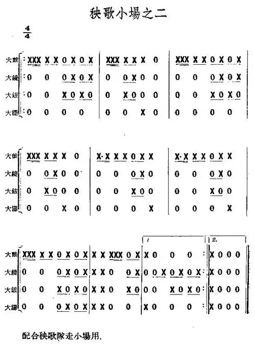 秧歌小场之二鼓谱