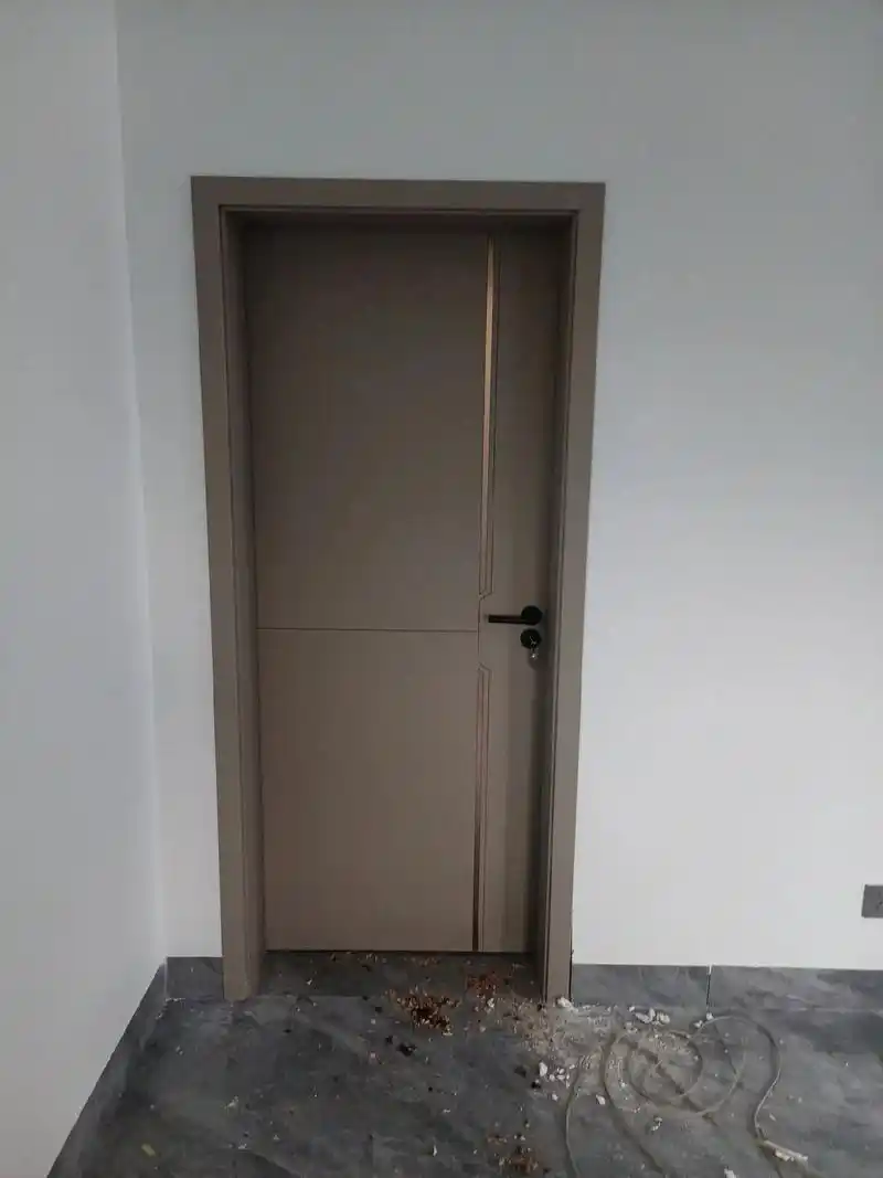 卡其灰木门#极简窄边门 #推拉门平开门 #门业人 #门业 - 抖音