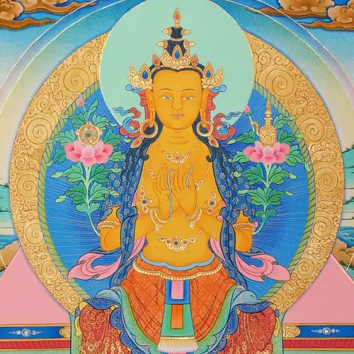 净土结庐 藏传佛教唐卡手工彩绘 弥勒佛 20140125-116