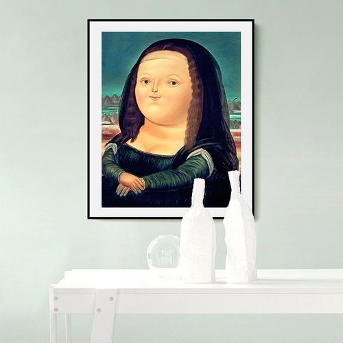 萌胖蒙娜丽莎客厅装饰画北欧风客厅卡通艺术抽象卧室床头壁画搞笑