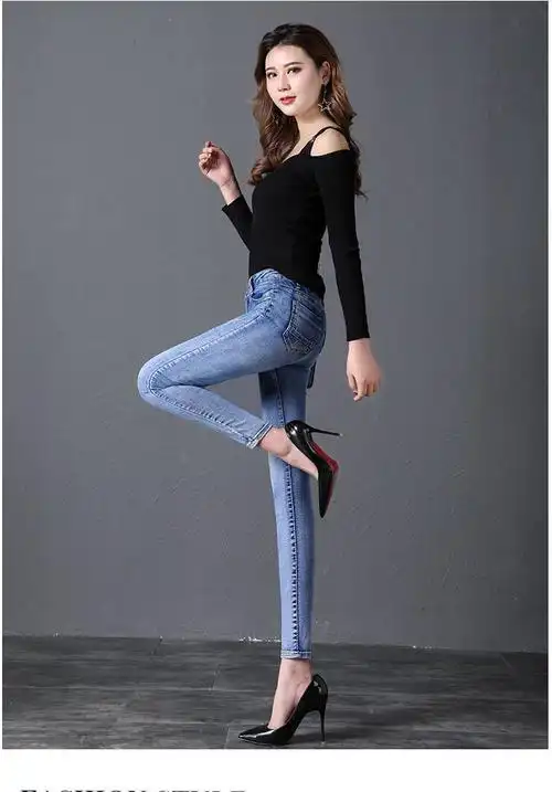 服饰内衣 女装 女士牛仔裤 > 施悦名 牛仔裤女小脚春装2019新款女装