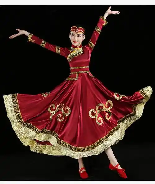 蒙古族服装夏季女装蒙古袍舞蹈演出服少数民族表演服成人服饰女蒙族服