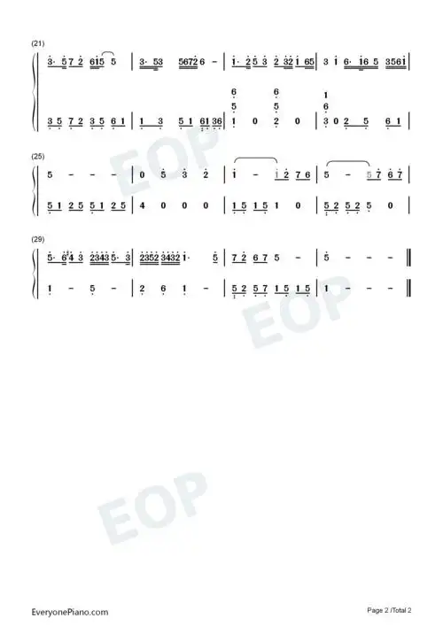 梁祝-简单版双手简谱预览2