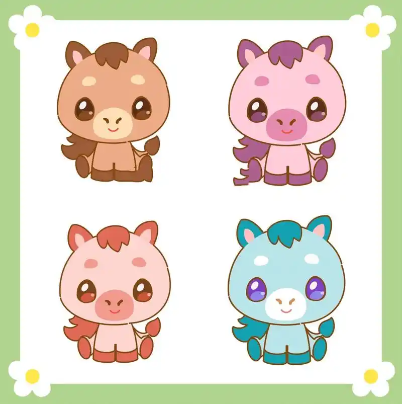 可爱简单小动物萌马简笔画插画十二生肖素材               人的一生