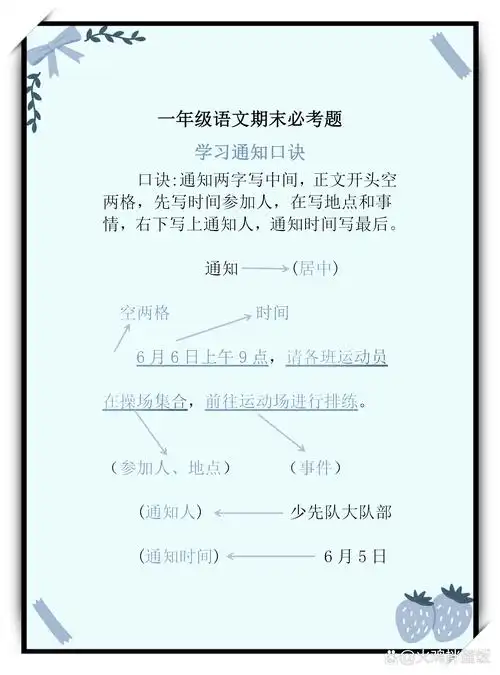 一年级下册语文通知格式