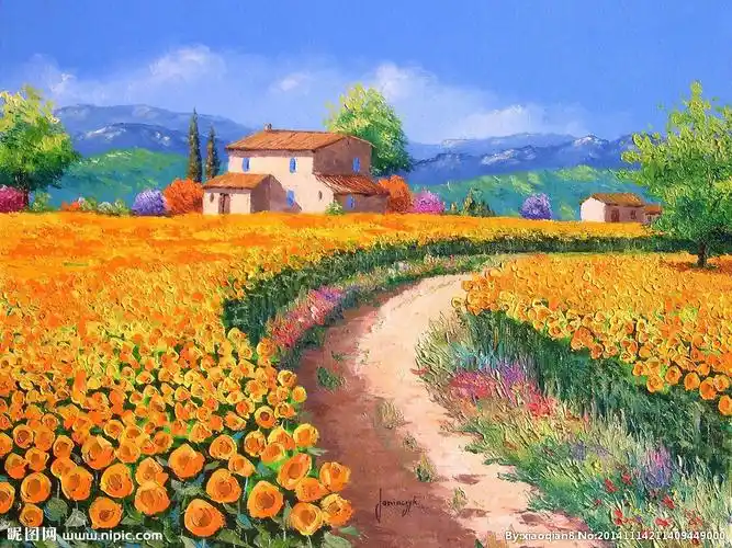 花地风景油画图片