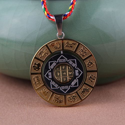 文殊心咒九宫八卦吊坠十二生肖八卦护身符八吉祥挂民族风情侣饰品