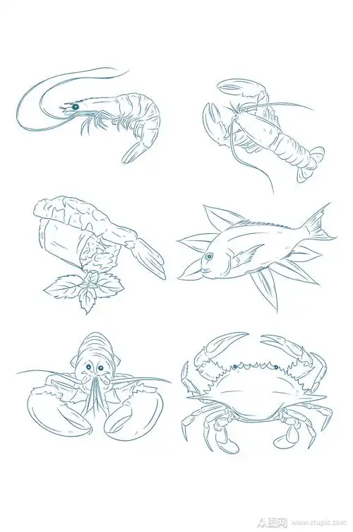 手绘食材海鲜插画免抠