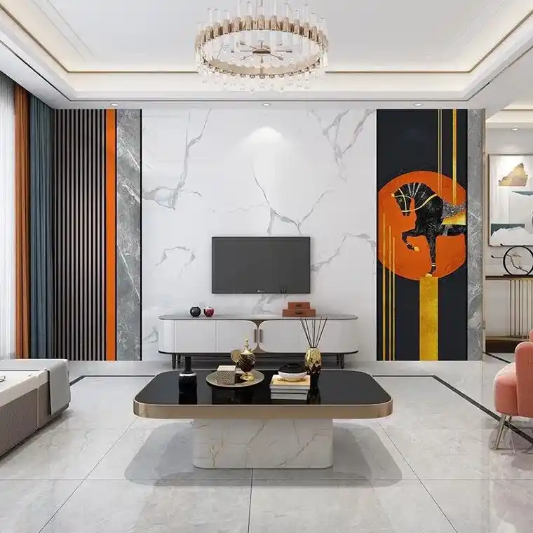 8d新款轻奢格栅电视机背景墙壁纸3d现代