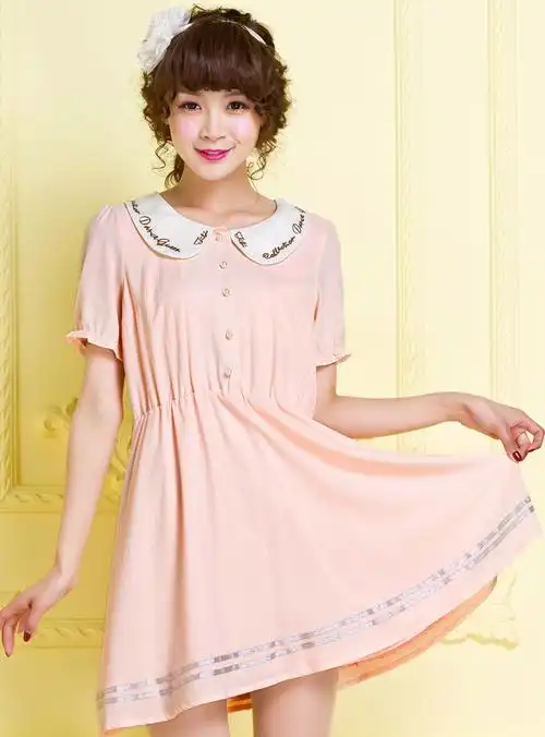 2015夏季新款甜美娃娃领雪纺连衣裙