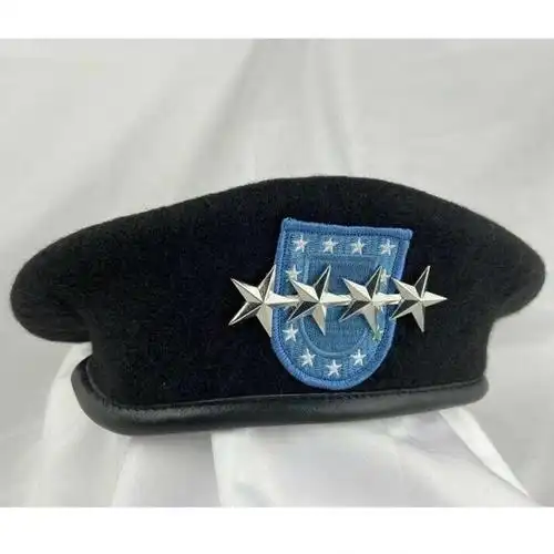 陆军美国步兵团羊毛黑色贝雷帽军官 5 星一般排名徽章