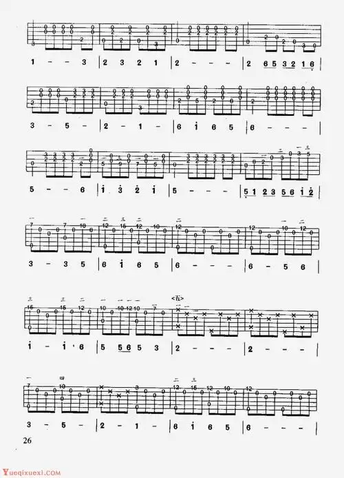 中外吉他名曲《渔舟唱晚》六线谱_吉他曲谱