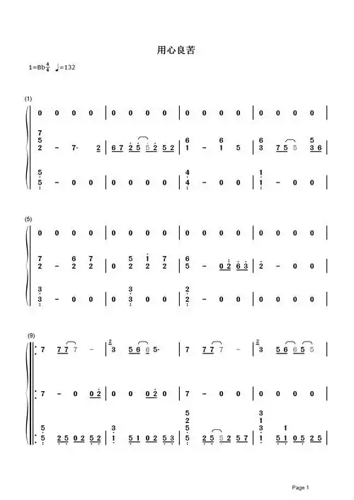 用心良苦简谱-张宇你说你,想要逃,偏偏注定要落脚1