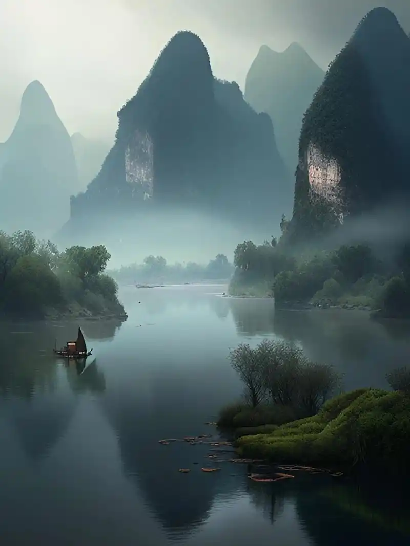 烟雨入江南 山水如墨染