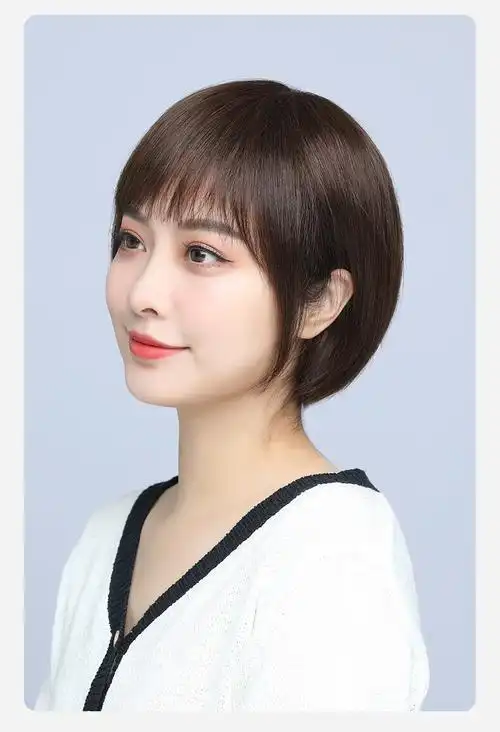 碎发假发真发全真人发全头套女短发中老年女士假发套波波头自然短直发