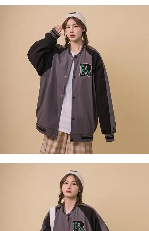 得听deting外套女oversize宽松韩版chic春秋季2021新款盐系立领服潮