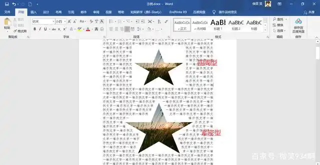 word文档中,图片的文字环绕方式一共有7种,分别为:嵌入型,四周型,紧密