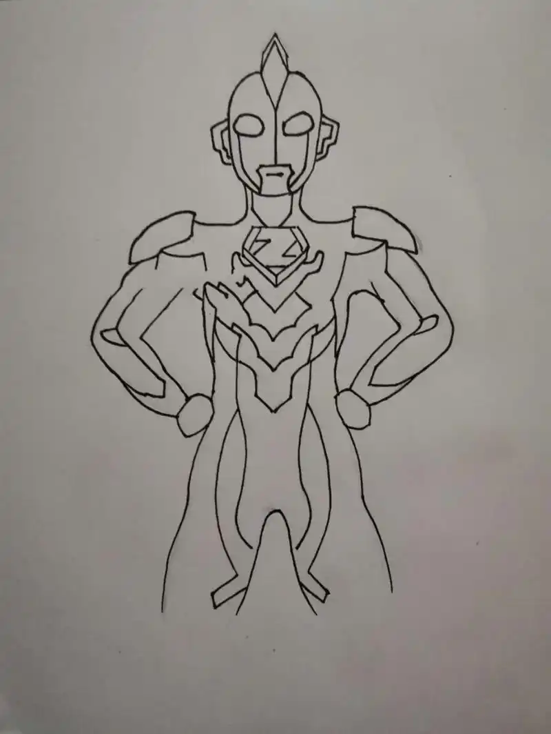 奥特曼泽塔 简笔画 步骤 后续补涂色