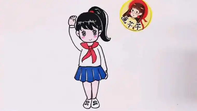 敬礼少先队员简笔画