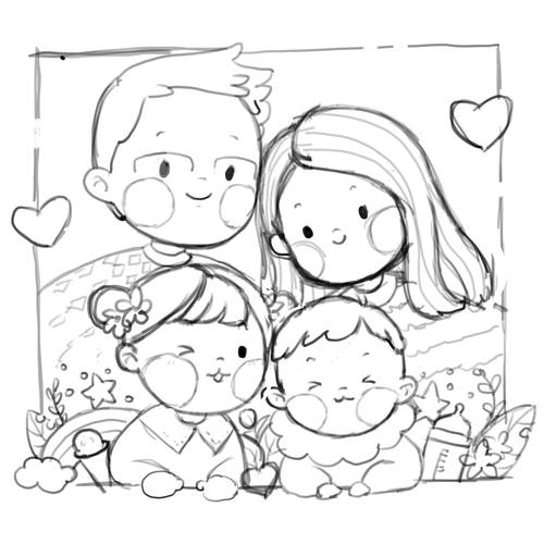 mbe风|可可爱爱全家福【附过程】|插画|儿童插画|窕_lin - 原创作品