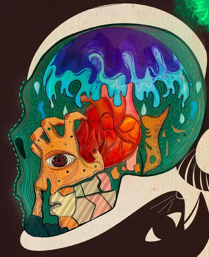 《诡异画作97》经常被家人们说我的画中充斥着一种很诡异的感觉