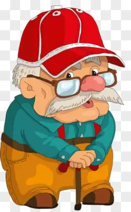 卡通爱笑白胡子老头