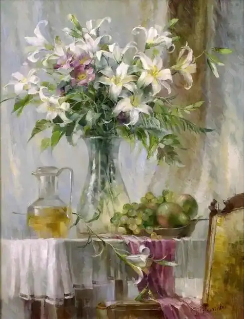 唯美油画静物作品花卉系列三