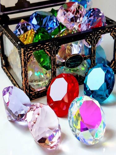 大号水晶玩具儿童五彩七彩宝石钻石玩具宝箱盒女儿宝藏玻璃钻石