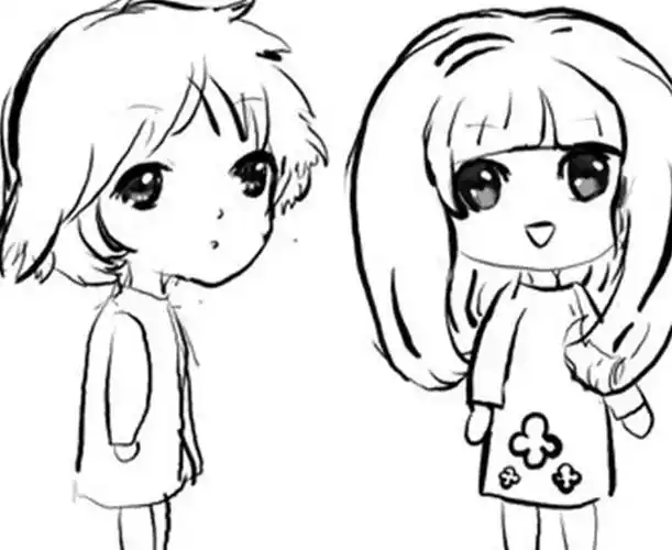 可爱女生情侣q版简笔画