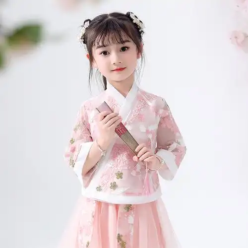 中国风女童汉服春秋儿童古装超仙12岁女孩宝宝连衣裙唐装仙女夏装